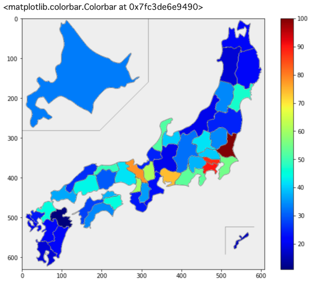 【Japanmapで可視化】Pythonで県別データを日本地図に色分け表示させる方法